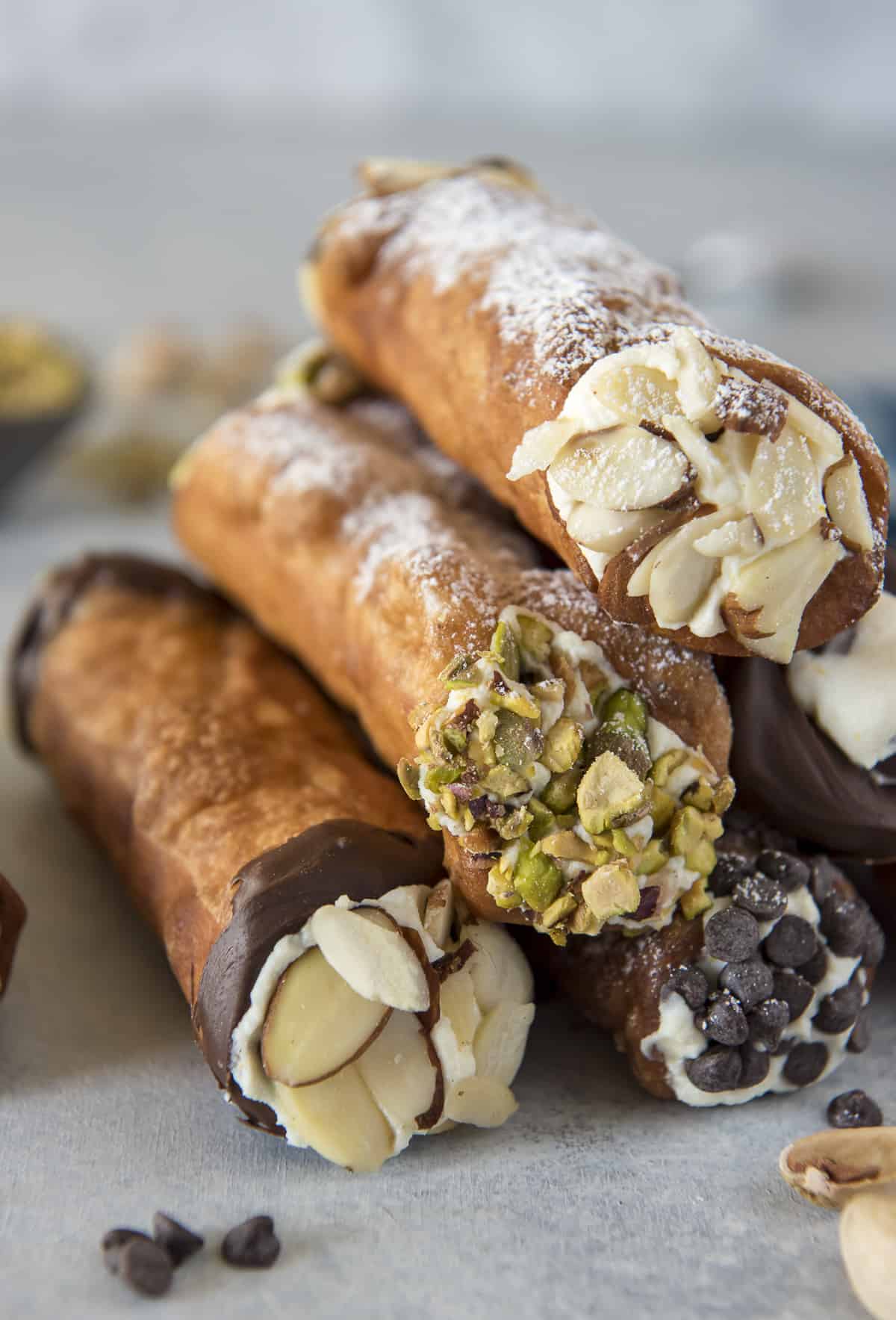 a stack of cannoli
