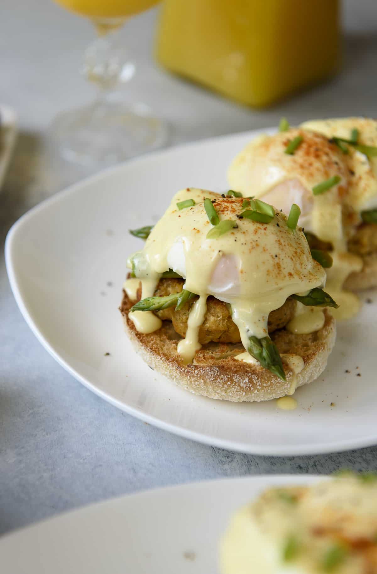 Asparagus and Crab Cake Benedict • The Crumby Kitchen