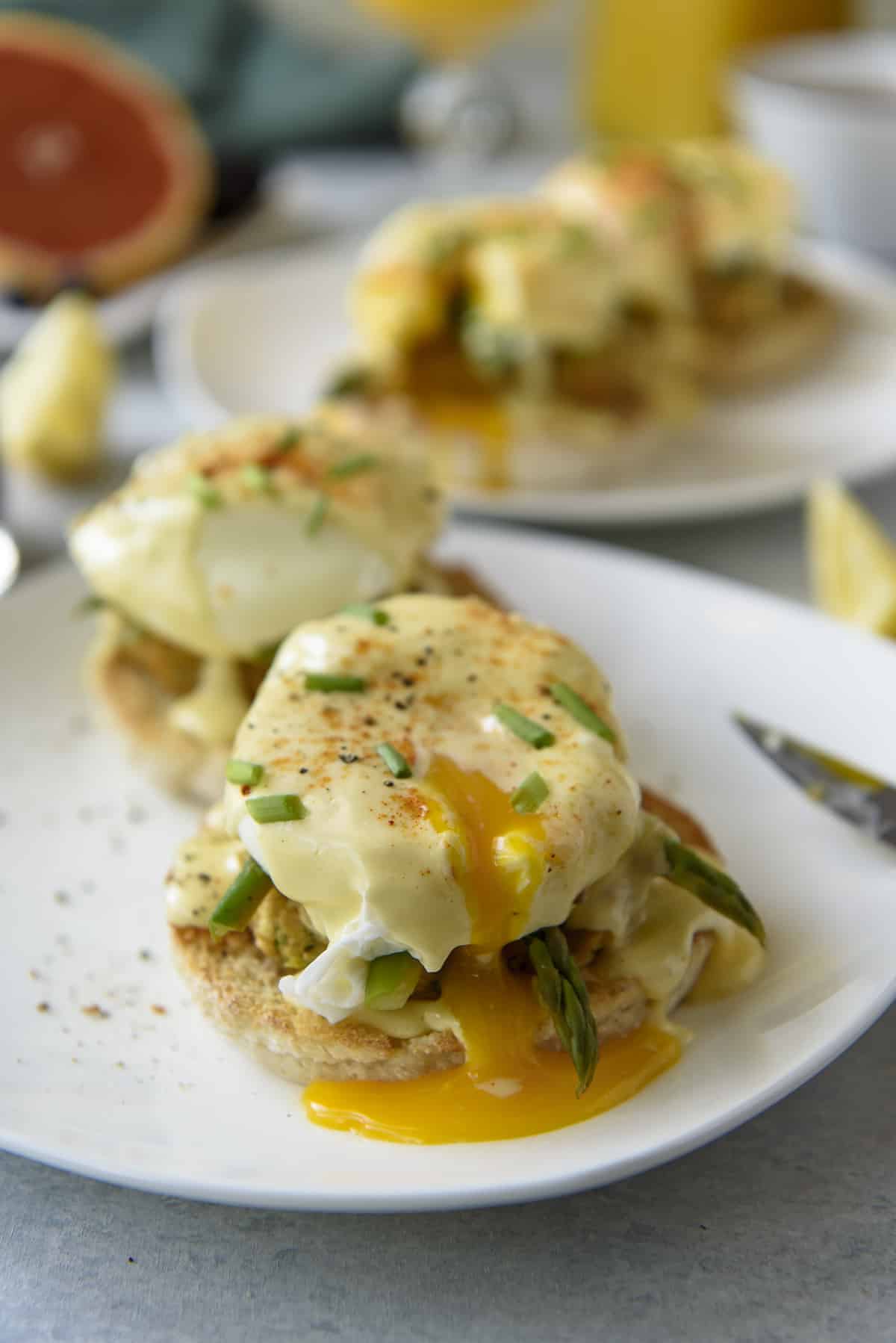 Asparagus and Crab Cake Benedict • The Crumby Kitchen