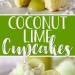 These Coconut Lime Cupcakes are the sweet-tart springtime treats of your dreams, and perfect for lovers of the tropics! Fluffy coconut-infused cupcakes are stuffed with tangy key lime curd, then topped with a crown of lime cream cheese buttercream and a sprinkle of flaked coconut.