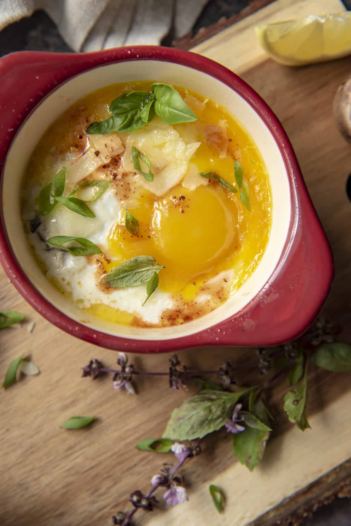 Instant Pot Tomato Basil Eggs en Cocotte • The Crumby Kitchen
