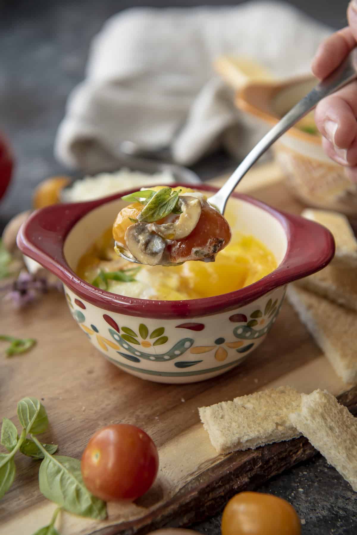 Instant Pot Tomato Basil Eggs en Cocotte • The Crumby Kitchen