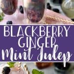 This Blackberry Ginger Mint Julep is a twist on an icy and refreshing spring tradition, and perfect for any Derby Day brunch! Minted simple syrup and blackberries are muddled together with good strong Kentucky bourbon, then topped with ginger beer for an added kick of flavor.