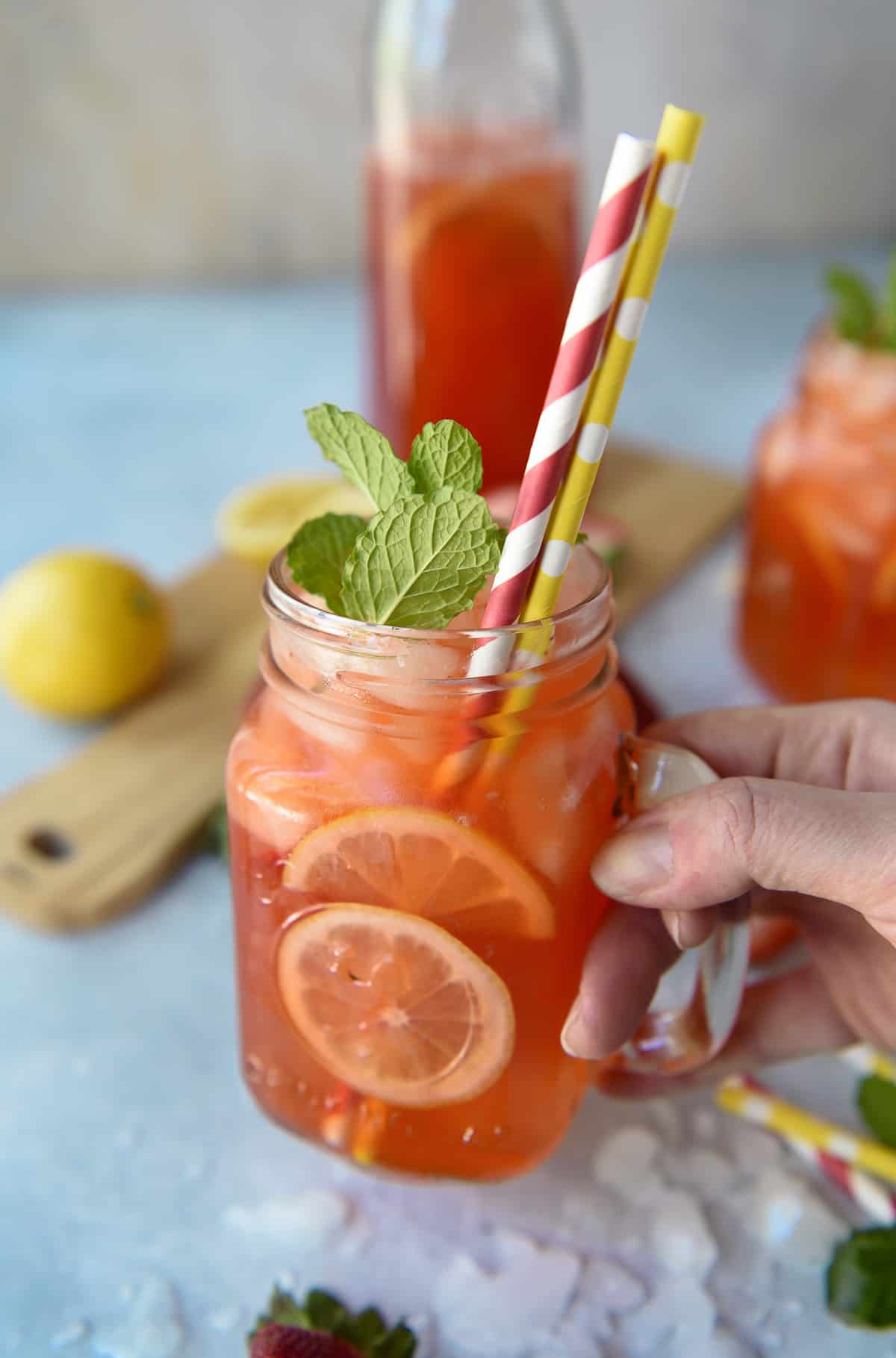 Fresh Strawberry Mint Lemonade • The Crumby Kitchen