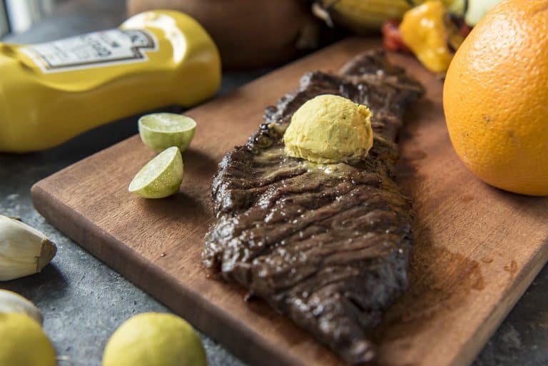 Grilled Skirt Steak with Mojo Mustard Butter • The Crumby Kitchen