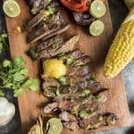 Grilled Skirt Steak with Mojo Mustard Butter