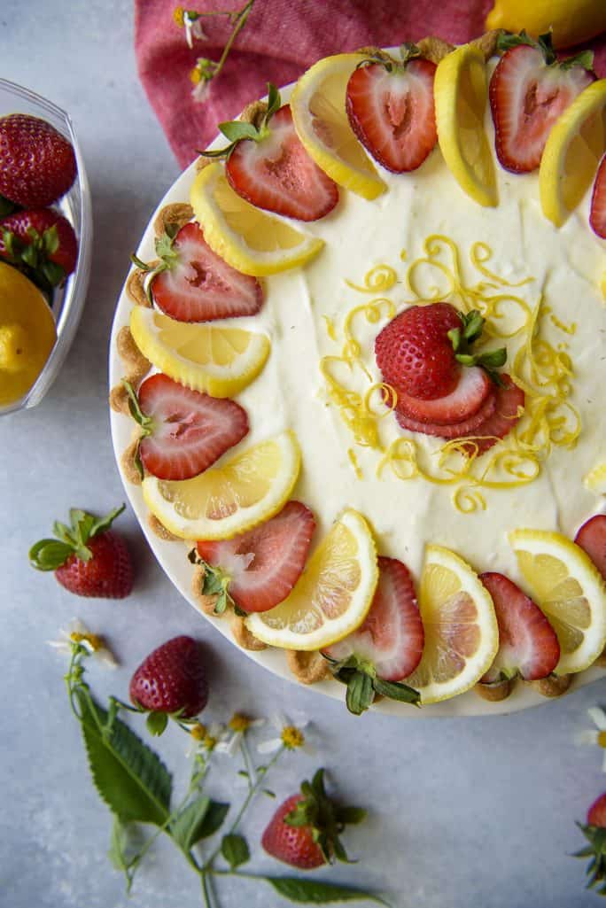 Strawberry Lemon Icebox Pie recipe from The Crumby Kitchen