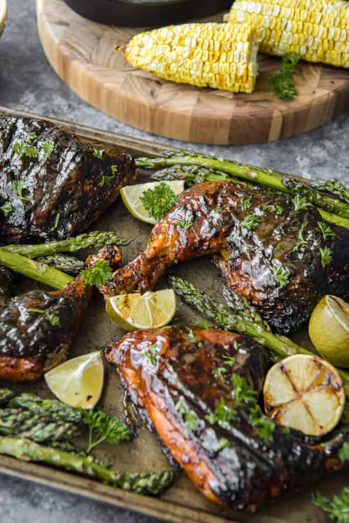 BBQ Grilled Chicken Leg Quarters • The Crumby Kitchen