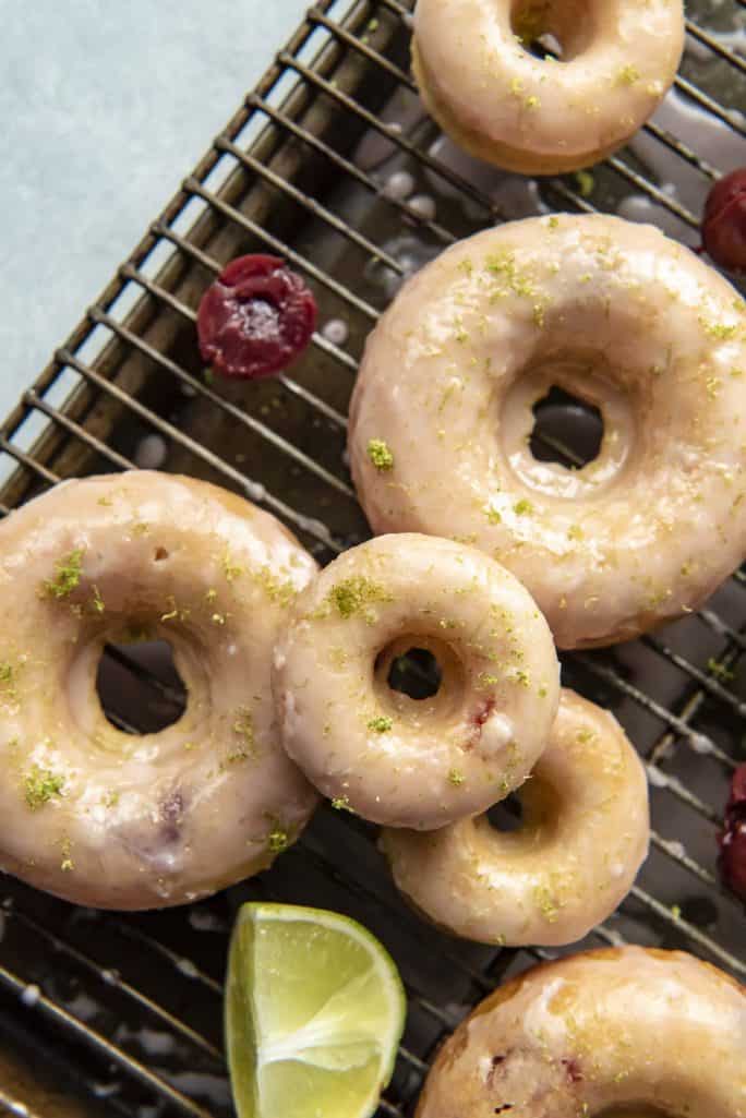 Cherry Lime Baked Donuts glazed