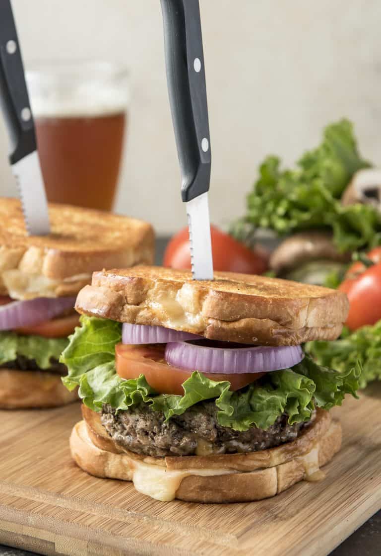 Grilled Cheese Beef and Mushroom Juicy Lucy • The Crumby Kitchen