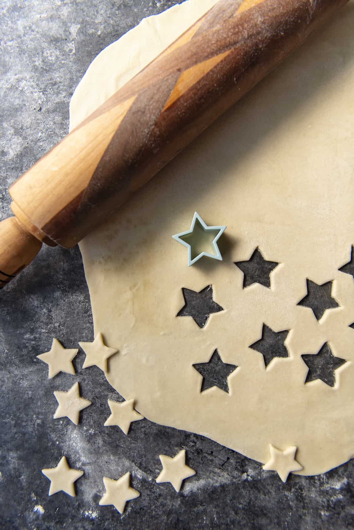 Triple Berry Slab Pie crust with cookie cutter