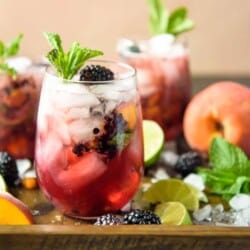 Blackberry Peach Bourbon cocktails