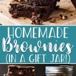 Once you've made a batch of Homemade Brownies, you'll never use a box mix again! The perfect blend of fudgy and cakey and jam-packed with chocolate, your family and friends will love receiving this one bowl brownie recipe (minus 3 ingredients!) in a gift jar for the holidays - or just because!