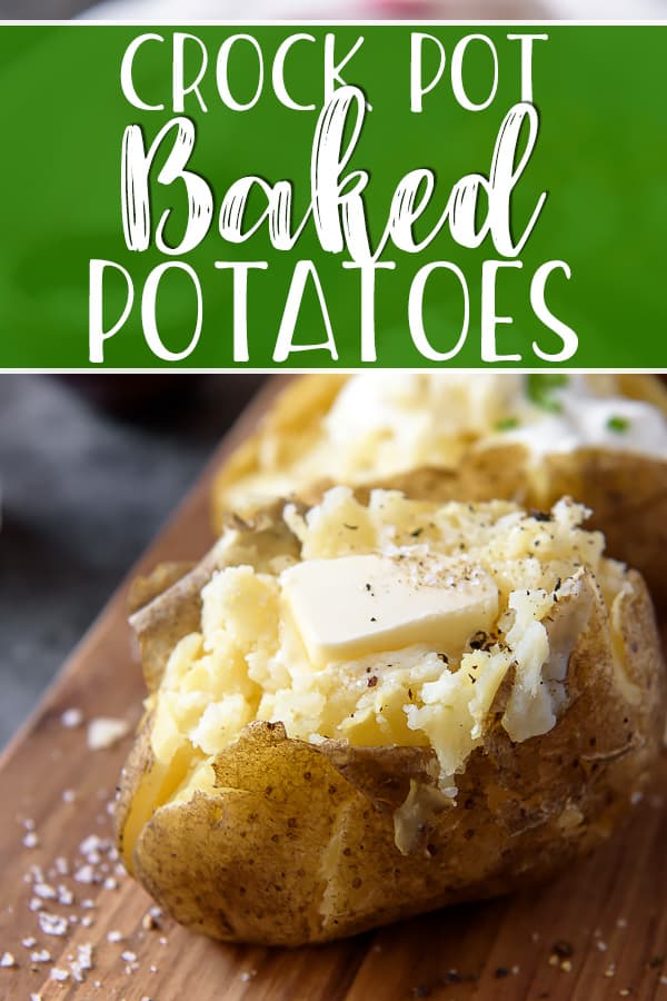Fluffy, tender Crock Pot Baked Potatoes are the best way to enjoy these steakhouse classics! Baked potatoes are perfect for everything from outdoor summer dinners to involved holiday meals, and your slow cooker makes them even easier to enjoy by doing all the work.