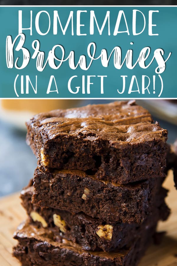 Once you've made a batch of Homemade Brownies, you'll never use a box mix again! The perfect blend of fudgy and cakey and jam-packed with chocolate, your family and friends will love receiving this one bowl brownie recipe (minus 3 ingredients!) in a gift jar for the holidays - or just because!
