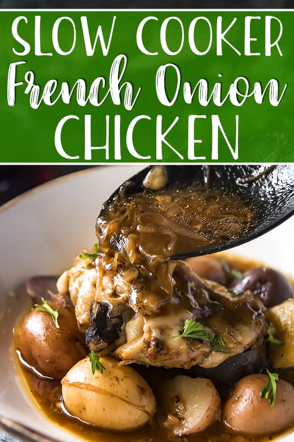 Hearty, comforting, and perfect for cooler weather, this Slow Cooker French Onion Chicken is a family favorite! Complete with tender baby potatoes and slow caramelized onions, this is a one-pot chicken thigh meal you're going to love having on rotation.