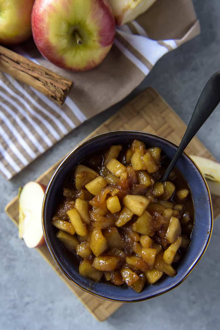 Apple Pie Filling in a bowl with apples