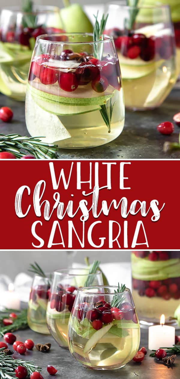 You'll be dreaming about this White Christmas Sangria long after the holidays have come to an end! White wine, ginger beer, pear brandy, and some festive red and green fruit are all you need for this jolly holiday cocktail.