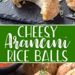 These Cheesy Arancini Rice Balls are an Italian street food classic, but made in the air fryer or baked instead of deep fried! Stuffed with Spanish Mahon cheese and served with simple marinara, you're going to have a hard time stopping at just a few!