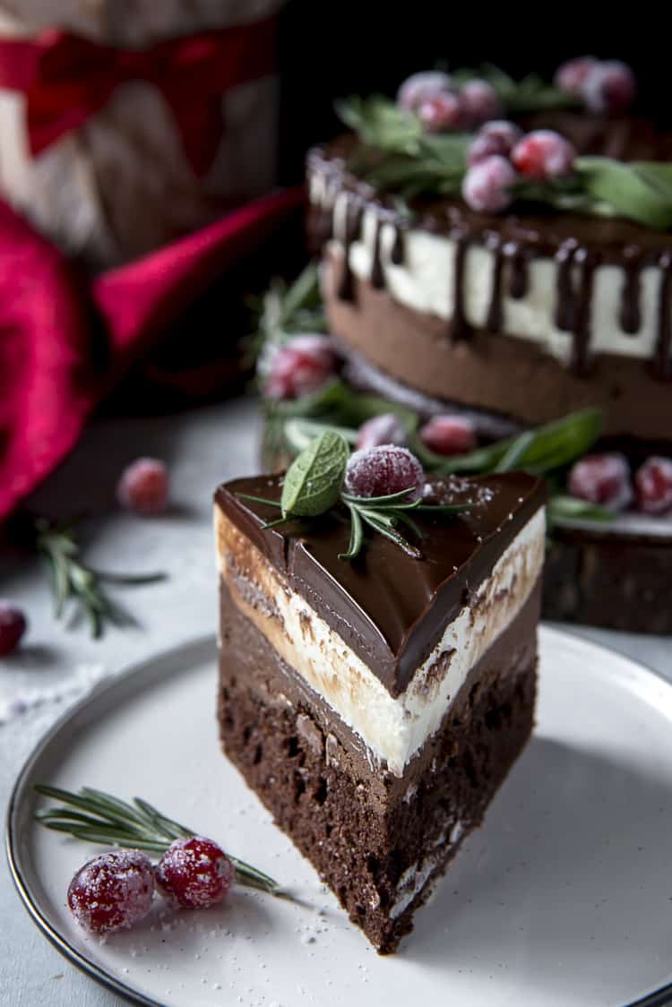 Slice of Double Chocolate Mousse Cake