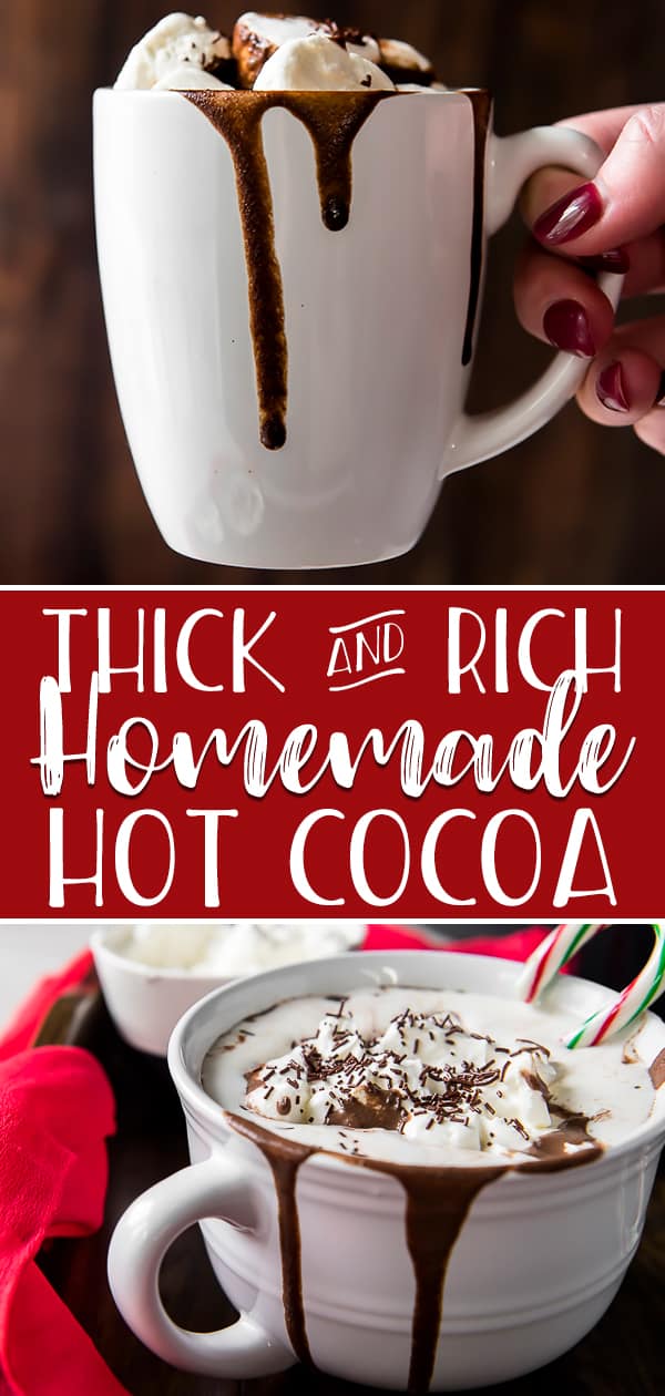 Leave behind the powdered cocoa packets and cuddle up with a mug of thick, rich homemade Peppermint Hot Chocolate! Whether you make it in your Instant Pot, CrockPot, or stove, you'll never go back to the boxed stuff after you try this decadent winter drink!