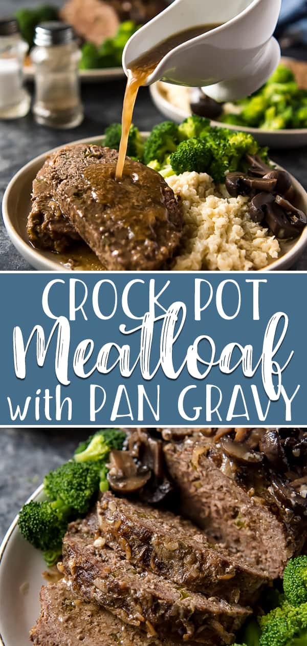An unbeatably easy classic, tender homemade Crock Pot Meatloaf with Pan Gravy is one of the best, most comforting dinners you can dream of! Made with ground beef, pork, and onion soup mix, this recipe contains a secret ingredient that keeps it low carb and gluten free, too!