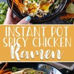 This 20-minute Instant Pot Spicy Chicken Ramen is a fantastic addition to your weeknight dinner menu! Start with a spicy-as-you-want broth, add some quick-cooked chicken, and top it all off with your favorite veggies for a healthy bowl of comfort.