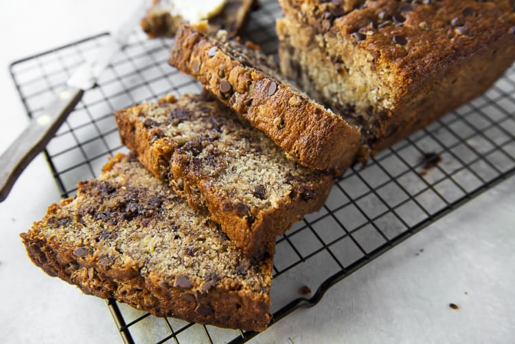 Slices of Chocolate Chip Banana Bread