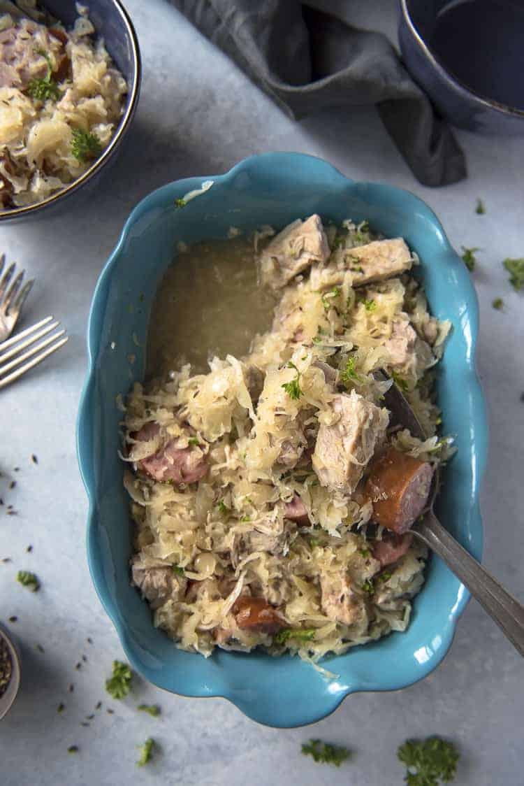 how long to cook pork and sauerkraut in crock pot