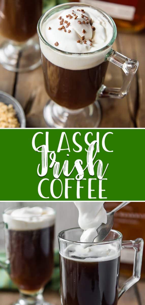 You don't need to be Irish to enjoy this Irish Coffee! A traditional after-dinner drink, this strong cocktail keeps the party going with hot coffee, a bit of sugar, whiskey, and an Irish Cream topping that's even delicious by itself!