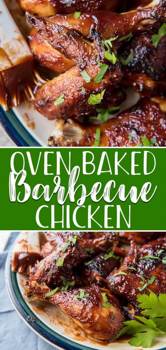 This Oven Baked BBQ Chicken is the perfect solution for those summertime dinner cravings - without the grill! Super moist thanks to a simple brine, this finger-lickin' good glazed bird needs very little attention once it's in the oven for its 40-ish minute ride to the dinner table!