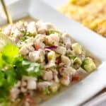 Margarita Ceviche recipe in a bowl with a spoon in it