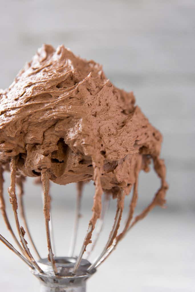 A whip covered in Whipped Chocolate Buttercream Frosting