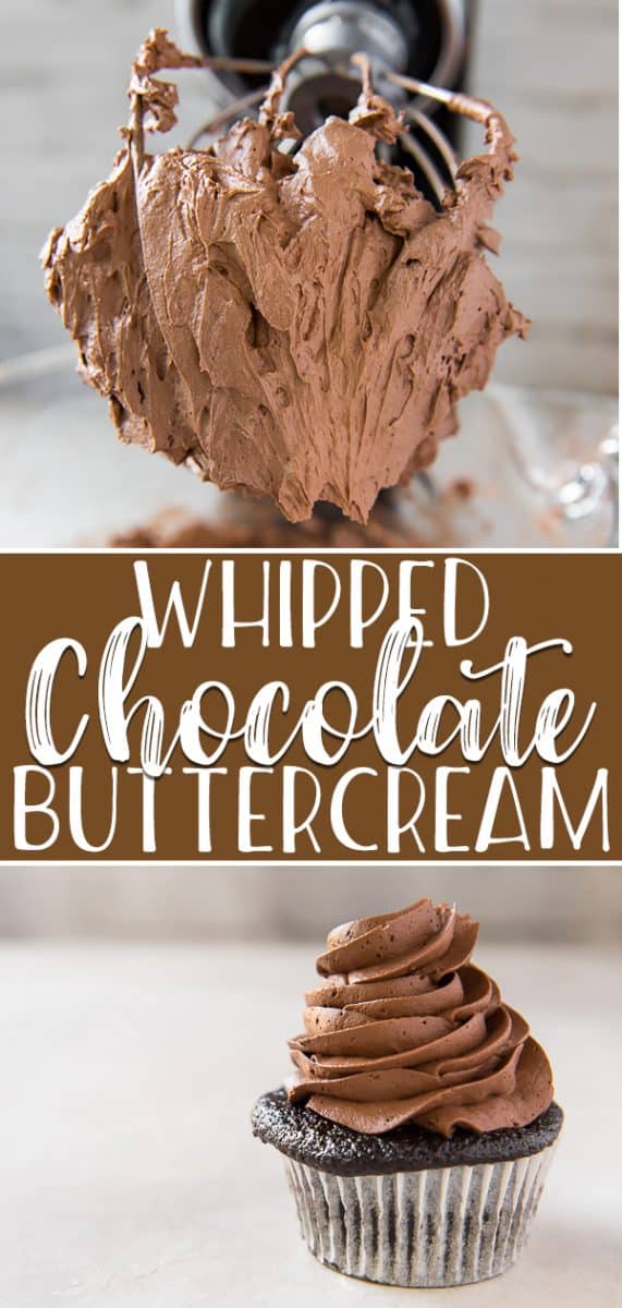 You need this easy, fluffy Whipped Chocolate Buttercream Frosting recipe in your back pocket for all of your delicious baked creations! Made with cocoa powder, it's whipped up with heavy cream - making it the lightest, silkiest buttercream you'll ever taste!