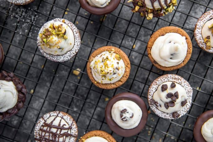 Cannoli Cookie Cups on a cooling rack