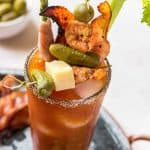 A garnished Bloody Mary cocktail