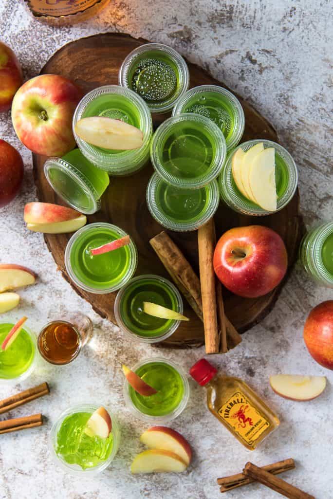 Cinnamon Apple Fireball Jello Shots • The Crumby Kitchen