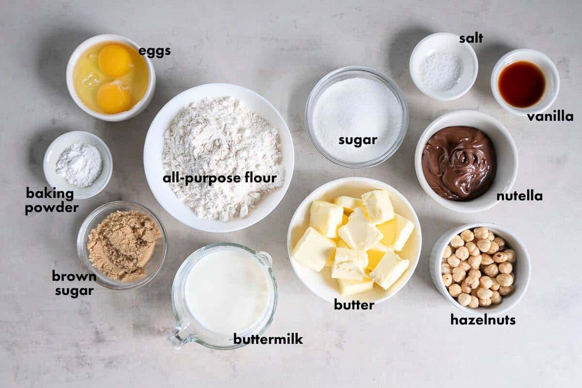 ingredients for making nutella bread