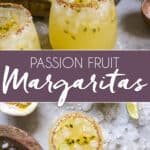 pinnable graphic for passion fruit margaritas